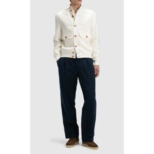 $4000 Brunello Cucinelli Ivory Bomber Jacket Linen Blend IT50 US M/L